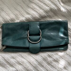 Elegant Blue Leather Clutch